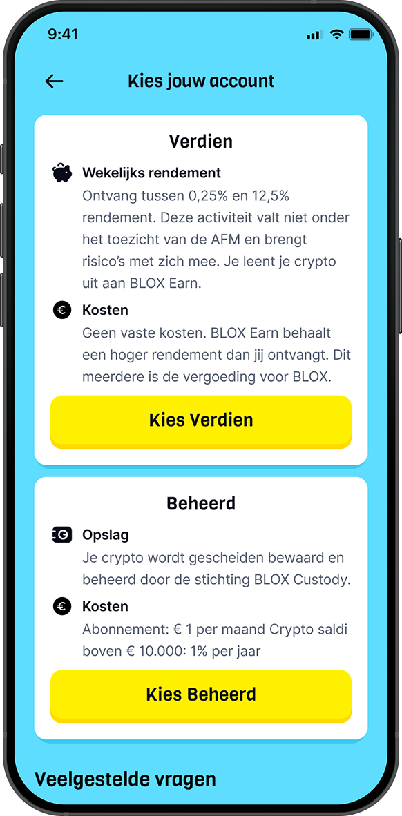 Choose your account: Earn and Custody